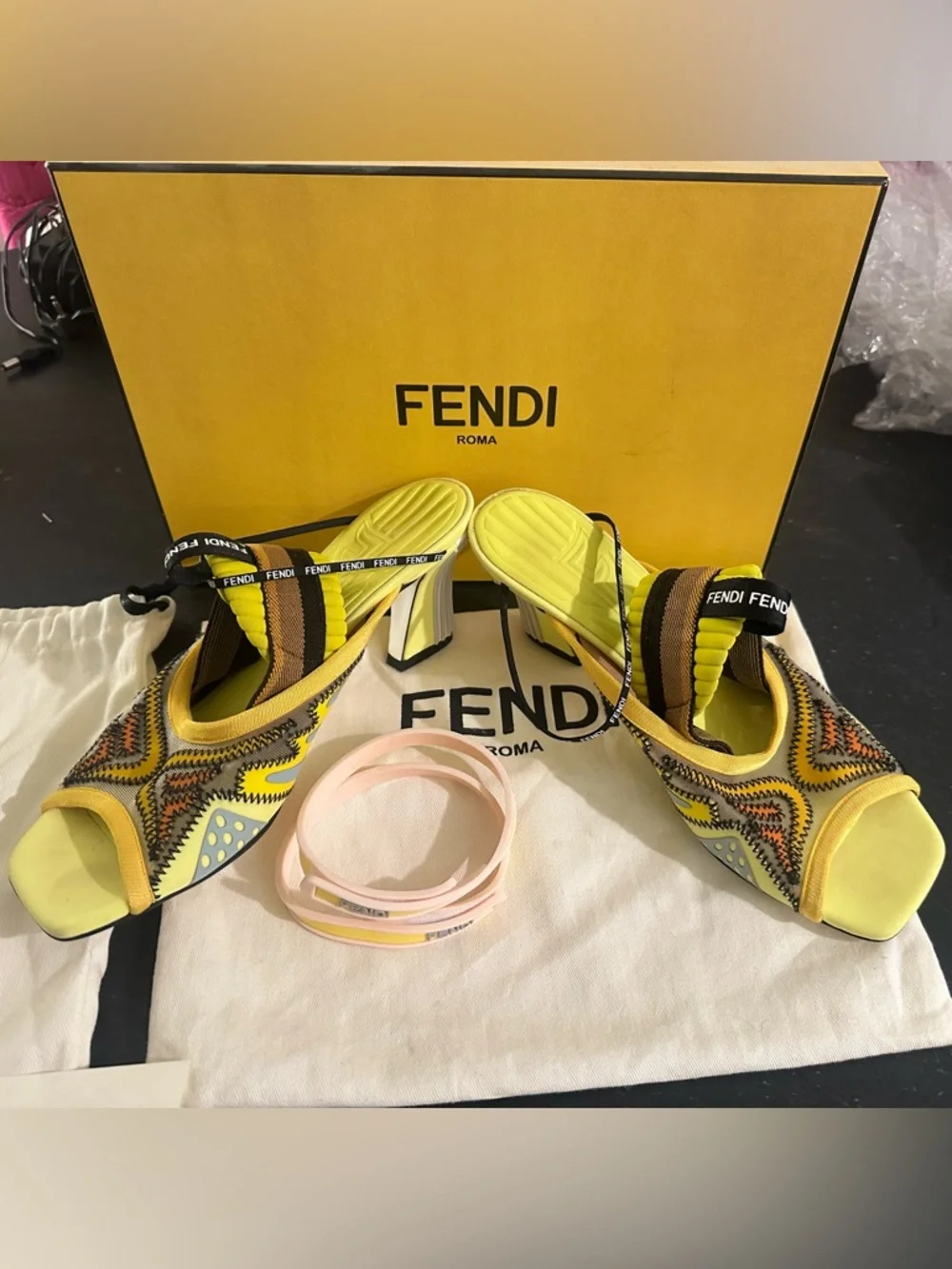 Fendi FFreedom Neoprene Slingback Sandals - Picture 7 of 8